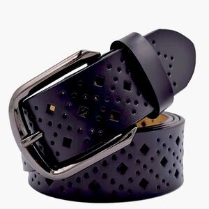 Women’s Black Hollow Leather Belt, 1-1/2” Inch thick